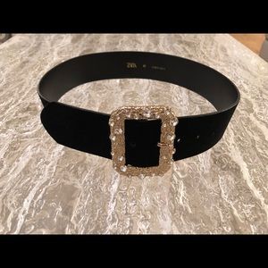 Zara Black Velvet Belt